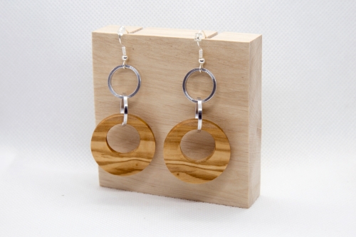 Holz Ohrring HOLTS-DESIGNER Olivenholz silber